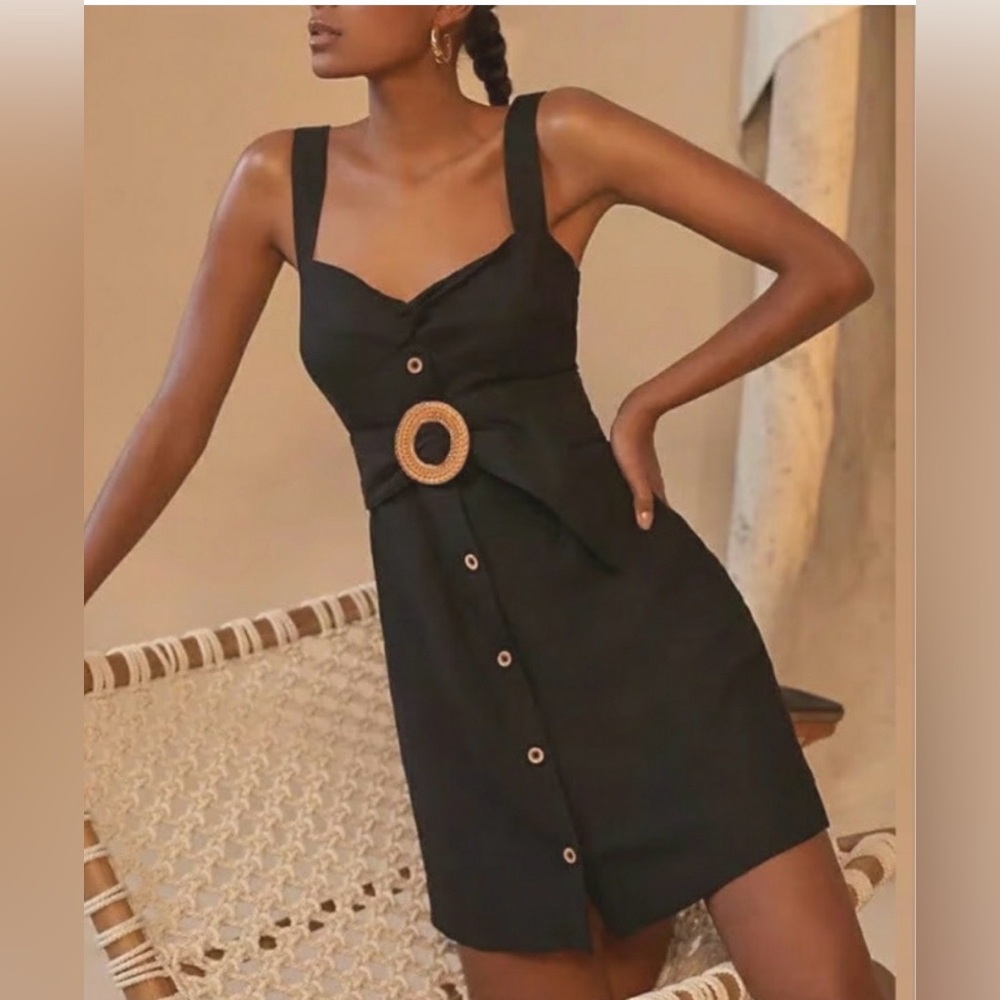 Anthropologie Twist Front Black Mini dress size XS NWOT